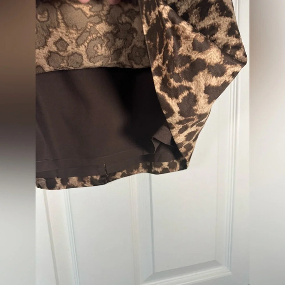 Club Monaco Satin Leopard Jackie Skirt Jupe Cocoa Brown Size 4 NWT - Picture 2 of 11